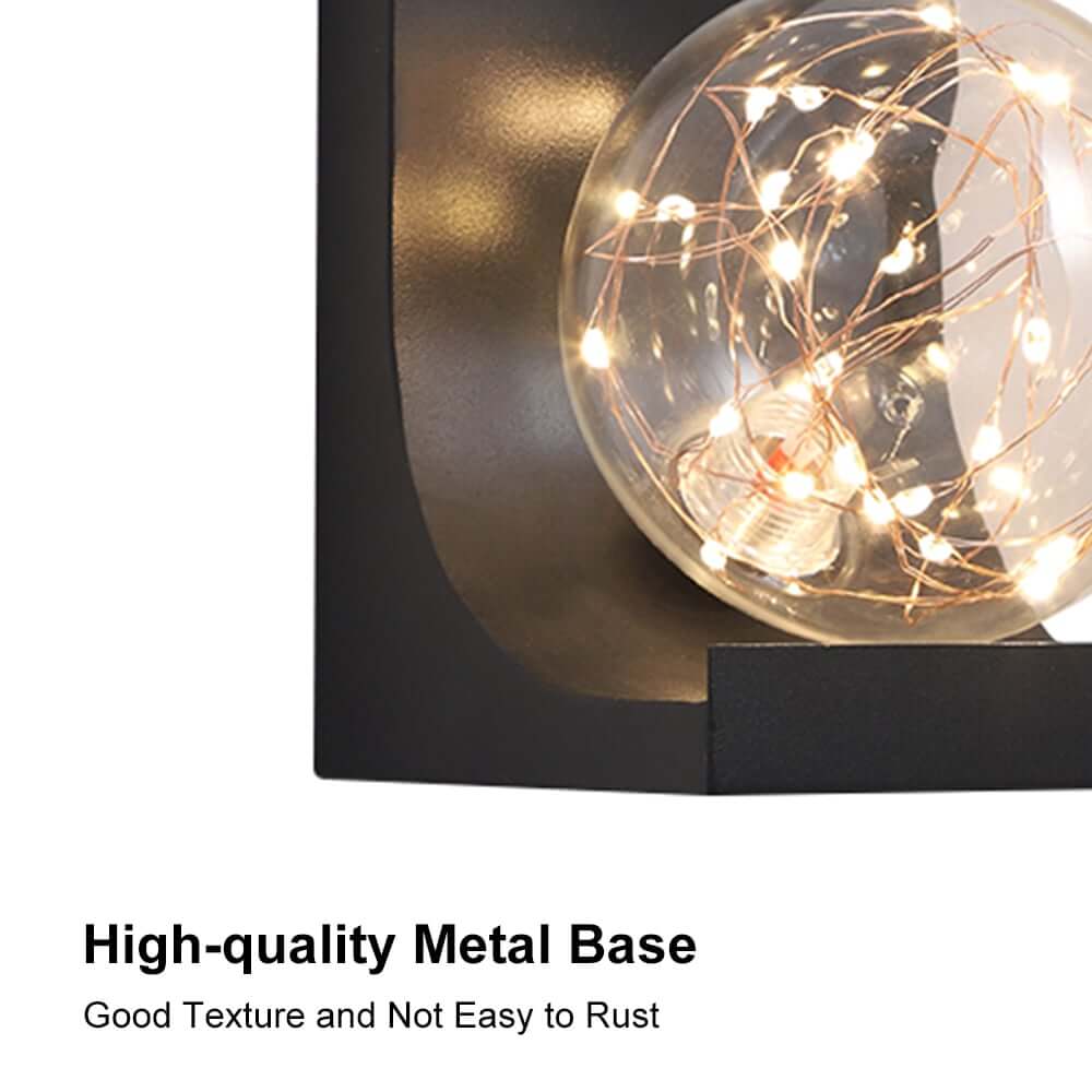 Modern Black Glass Globe Flush Mount Wall Light with Ambient Lighting
