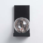 Modern Black Glass Globe Flush Mount Wall Light with Ambient Lighting