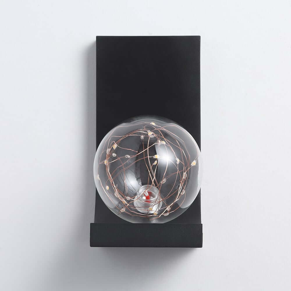 Modern Black Glass Globe Flush Mount Wall Light with Ambient Lighting