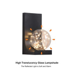 Modern Black Glass Globe Flush Mount Wall Light with Ambient Lighting