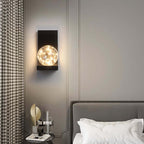 Modern Black Glass Globe Flush Mount Wall Light with Ambient Lighting