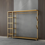 Modern Black & Gold Metal Hall Tree with Shelves and Hooks