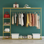 Modern Black & Gold Metal Hall Tree with Shelves and Hooks