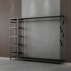 Modern Black & Gold Metal Hall Tree with Shelves and Hooks