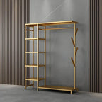 Modern Black & Gold Metal Hall Tree with Shelves and Hooks