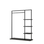 Modern Black & Gold Metal Hall Tree with Shelves and Hooks