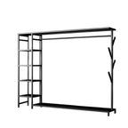 Modern Black & Gold Metal Hall Tree with Shelves and Hooks
