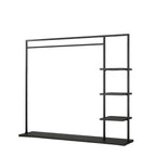 Modern Black & Gold Metal Hall Tree with Shelves and Hooks