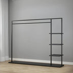Modern Black & Gold Metal Hall Tree with Shelves and Hooks