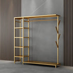 Modern Black & Gold Metal Hall Tree with Shelves and Hooks