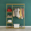 Modern Black & Gold Metal Hall Tree with Shelves and Hooks