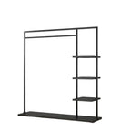 Modern Black & Gold Metal Hall Tree with Shelves and Hooks