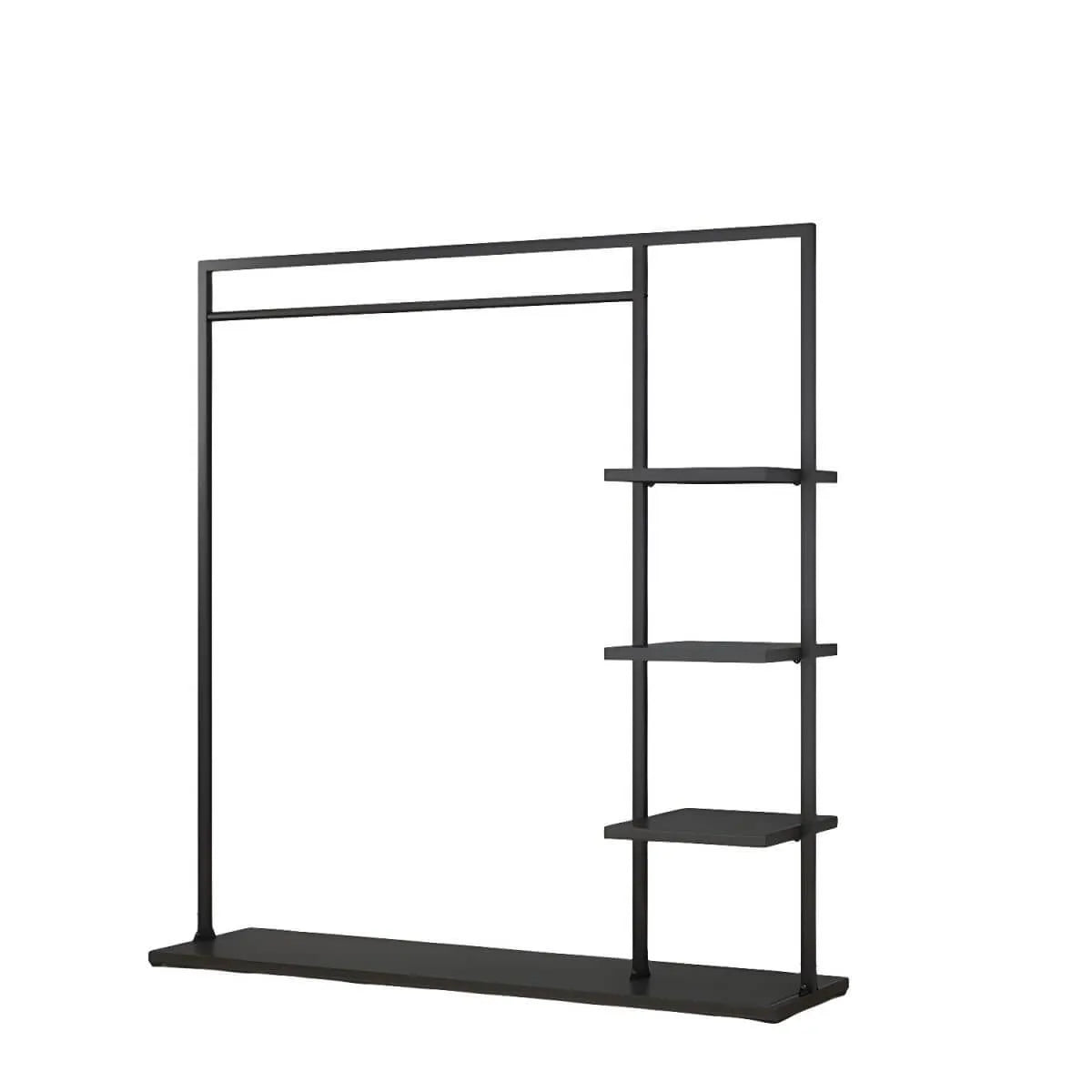 Modern Black & Gold Metal Hall Tree with Shelves and Hooks