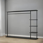 Modern Black & Gold Metal Hall Tree with Shelves and Hooks