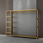 Modern Black & Gold Metal Hall Tree with Shelves and Hooks