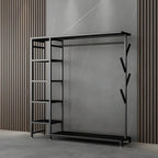 Modern Black & Gold Metal Hall Tree with Shelves and Hooks