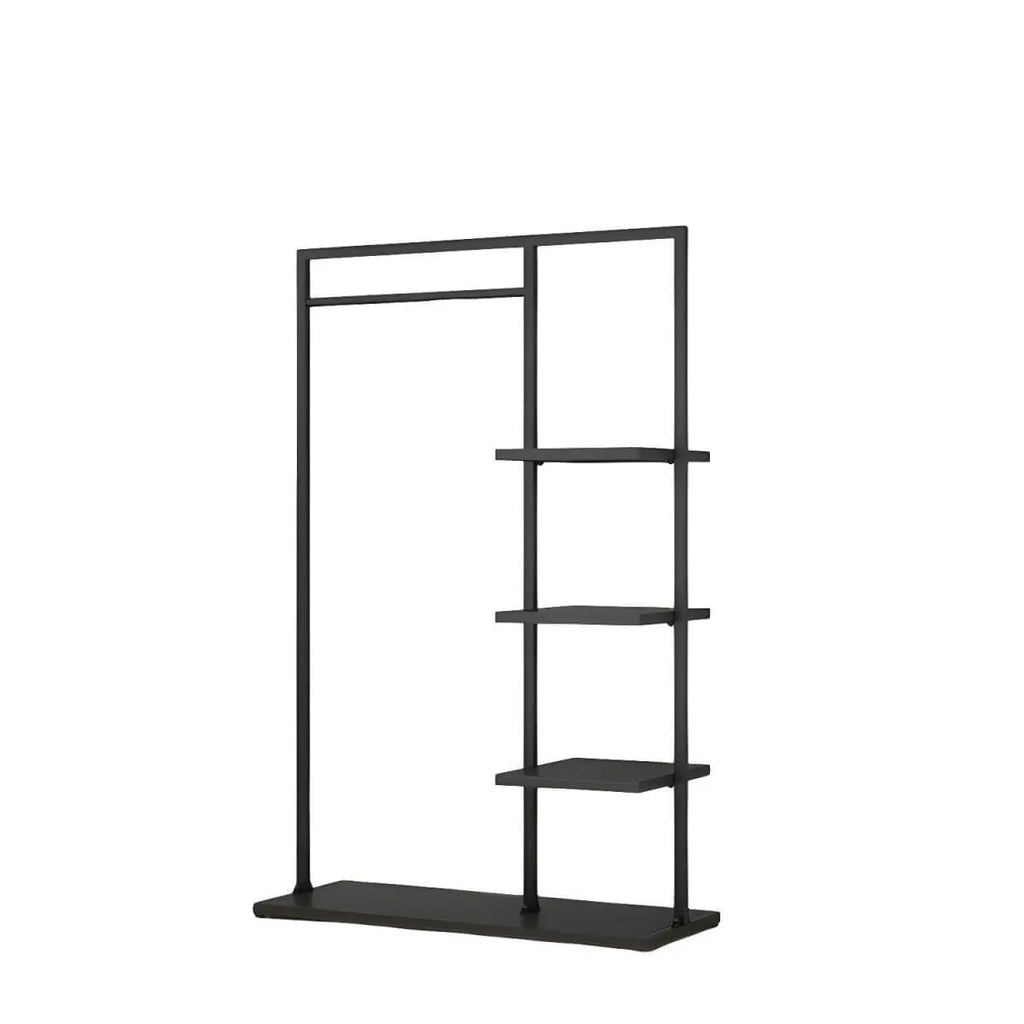 Modern Black & Gold Metal Hall Tree with Shelves and Hooks