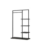 Modern Black & Gold Metal Hall Tree with Shelves and Hooks