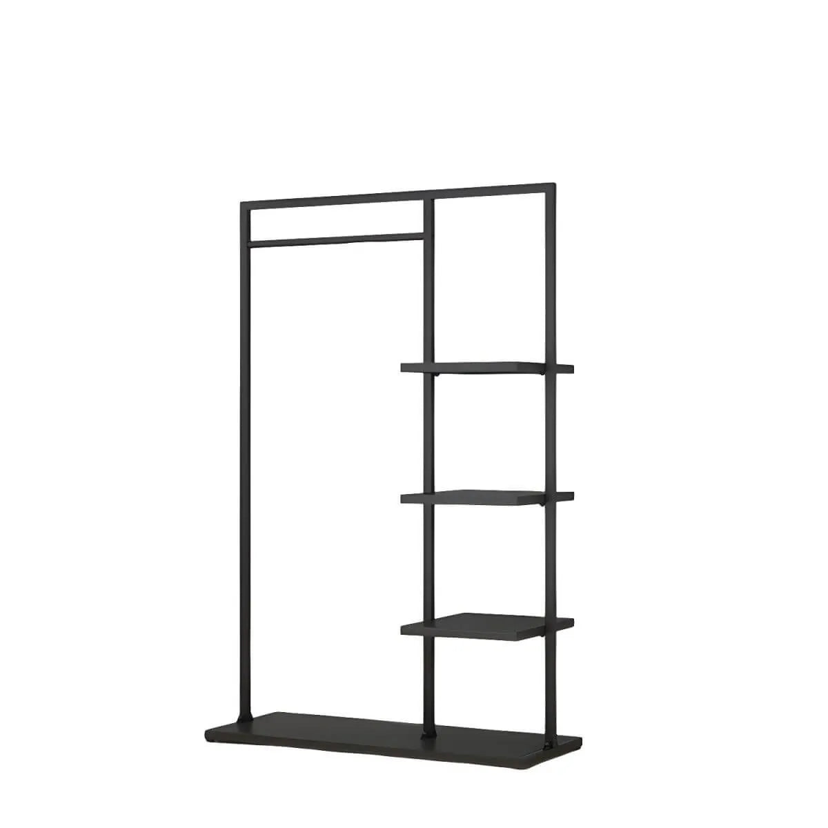Modern Black & Gold Metal Hall Tree with Shelves and Hooks