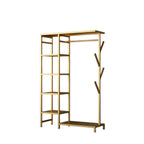 Modern Black & Gold Metal Hall Tree with Shelves and Hooks