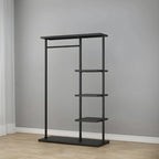 Modern Black & Gold Metal Hall Tree with Shelves and Hooks
