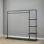 Modern Black & Gold Metal Hall Tree with Shelves and Hooks