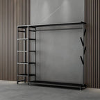 Modern Black & Gold Metal Hall Tree with Shelves and Hooks
