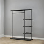Modern Black & Gold Metal Hall Tree with Shelves and Hooks