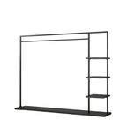 Modern Black & Gold Metal Hall Tree with Shelves and Hooks
