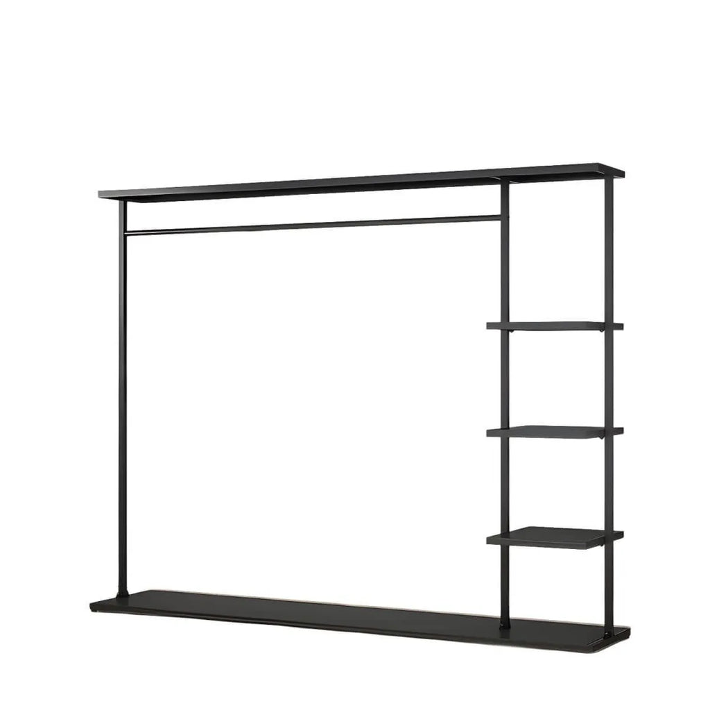 Modern Black & Gold Metal Hall Tree with Shelves and Hooks