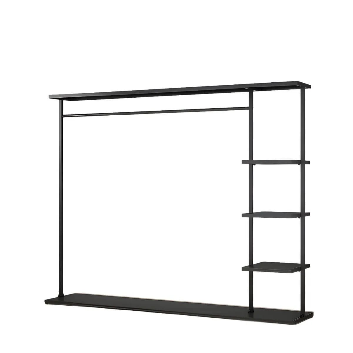 Modern Black & Gold Metal Hall Tree with Shelves and Hooks