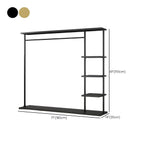 Modern Black & Gold Metal Hall Tree with Shelves and Hooks Dimensions