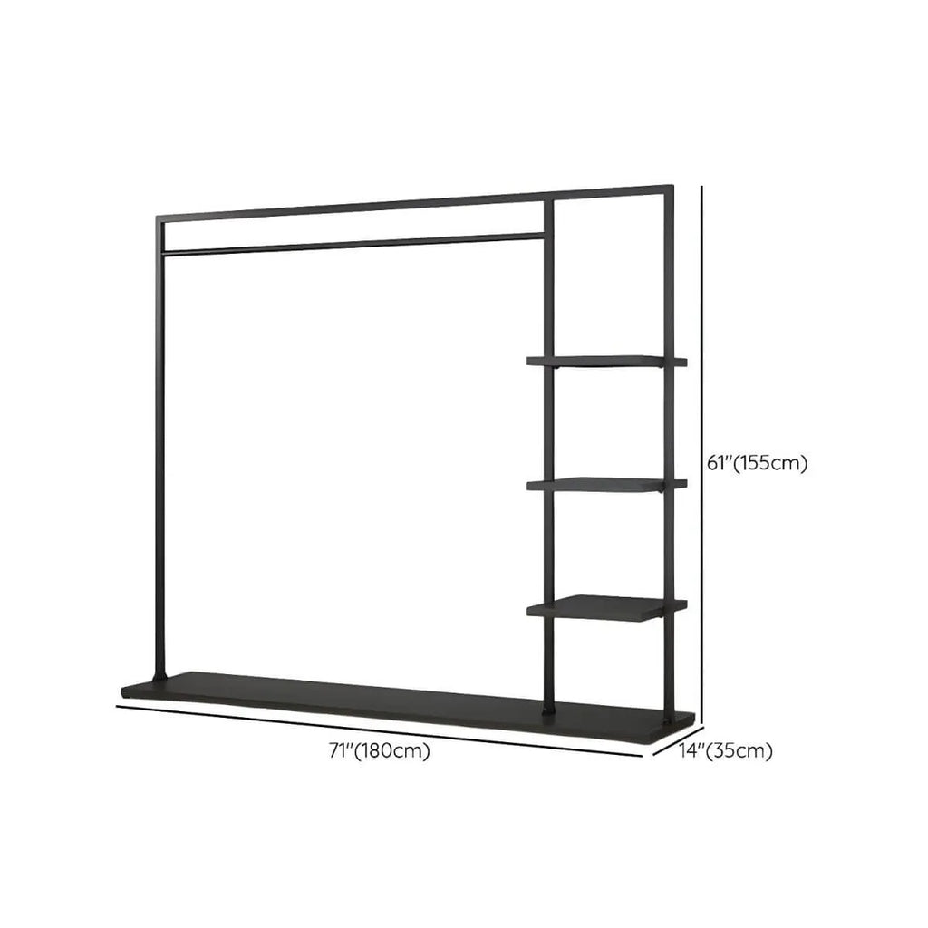 Modern Black & Gold Metal Hall Tree with Shelves and Hooks Dimensions