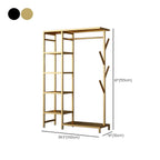Modern Black & Gold Metal Hall Tree with Shelves and Hooks Dimensions