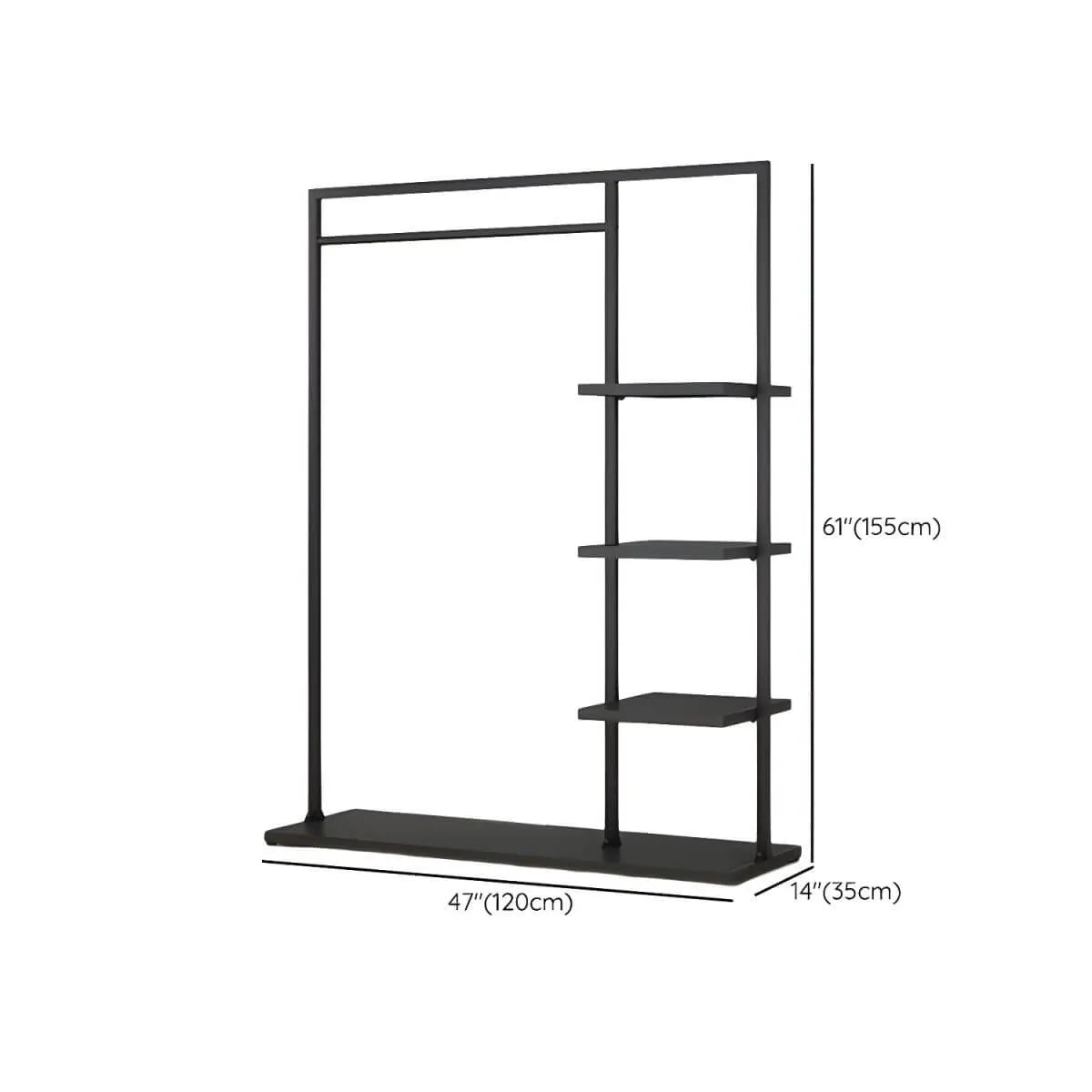 Modern Black & Gold Metal Hall Tree with Shelves and Hooks Dimensions