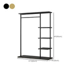 Modern Black & Gold Metal Hall Tree with Shelves and Hooks Dimensions