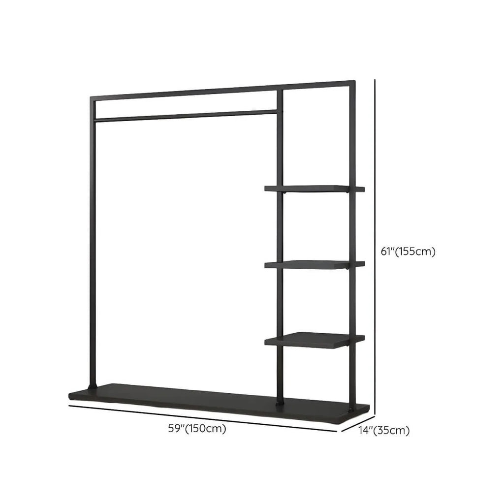 Modern Black & Gold Metal Hall Tree with Shelves and Hooks Dimensions