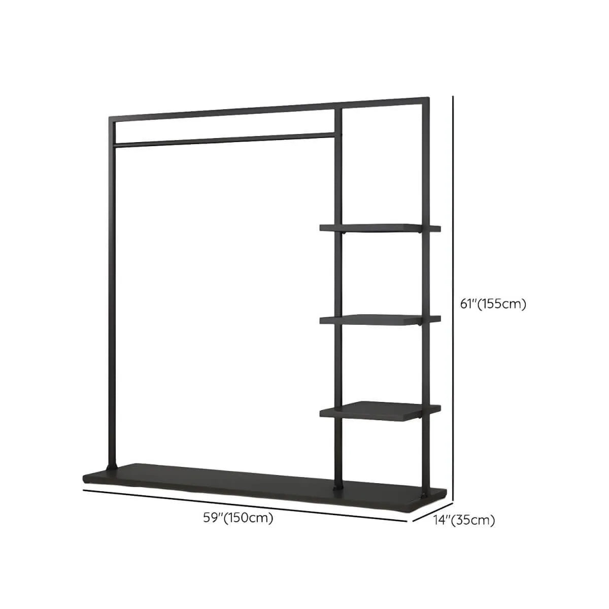 Modern Black & Gold Metal Hall Tree with Shelves and Hooks Dimensions