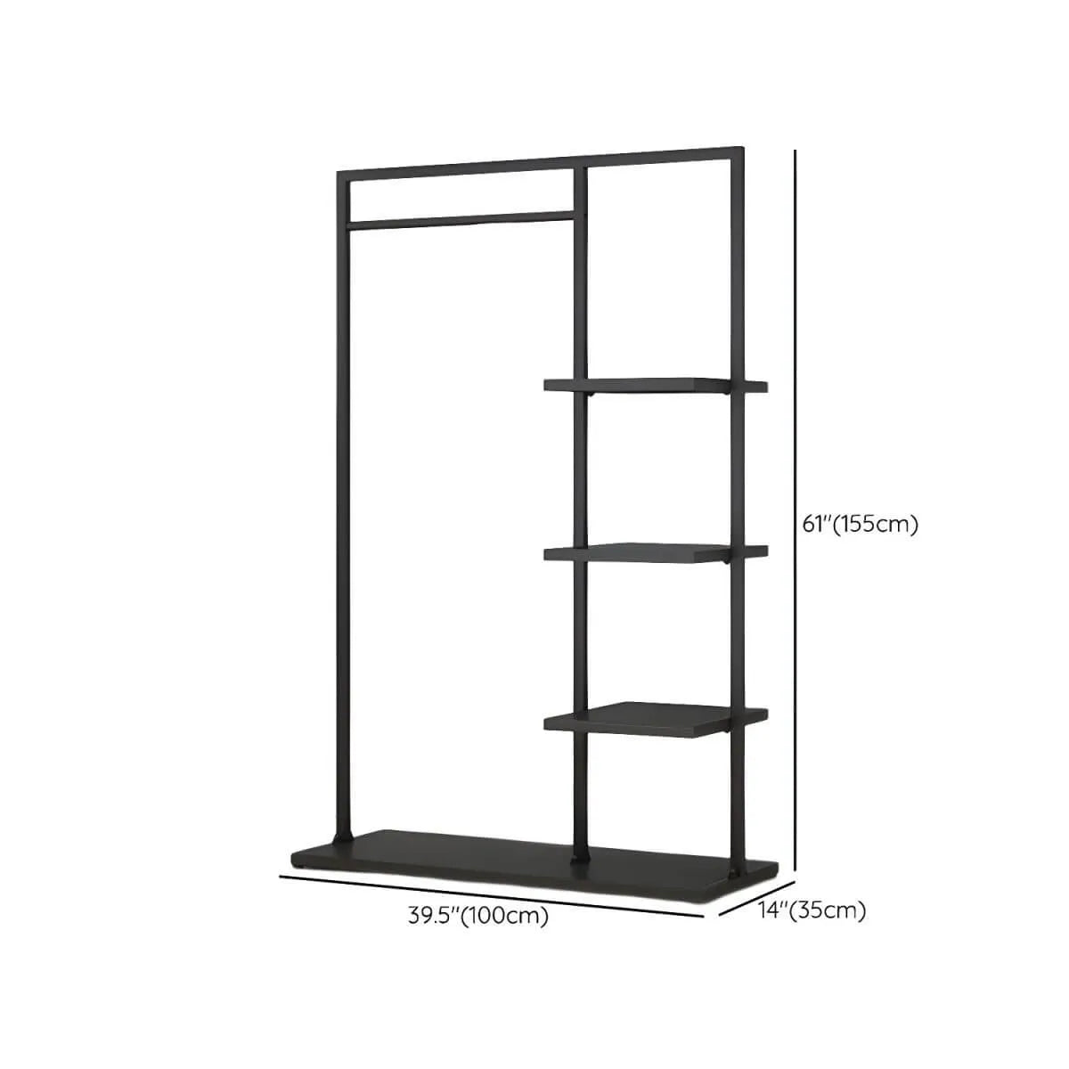 Modern Black & Gold Metal Hall Tree with Shelves and Hooks Dimensions