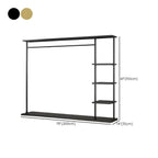 Modern Black & Gold Metal Hall Tree with Shelves and Hooks Dimensions