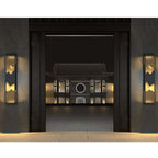 Modern Black Iron Flush Mount Wall Light with Warm White LED