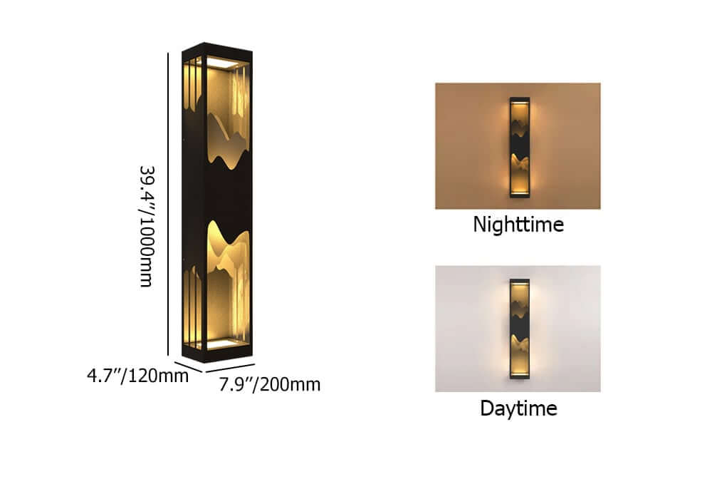 Modern Black Iron Flush Mount Wall Light with Warm White LED Dimensions