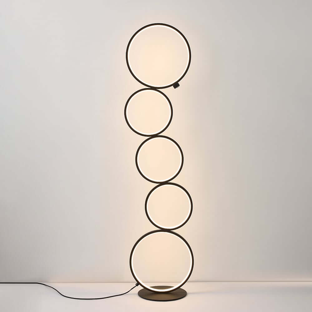 Modern Black LED Floor Lamp with Touch Switch and White Shade