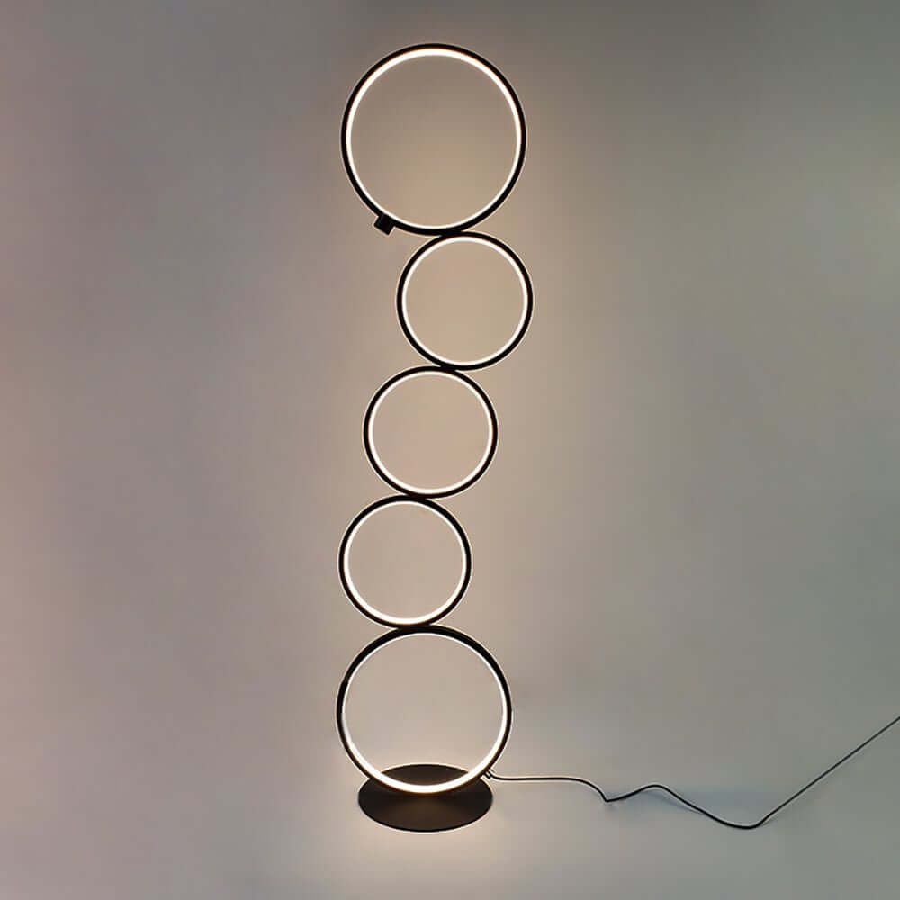 Modern Black LED Floor Lamp with Touch Switch and White Shade