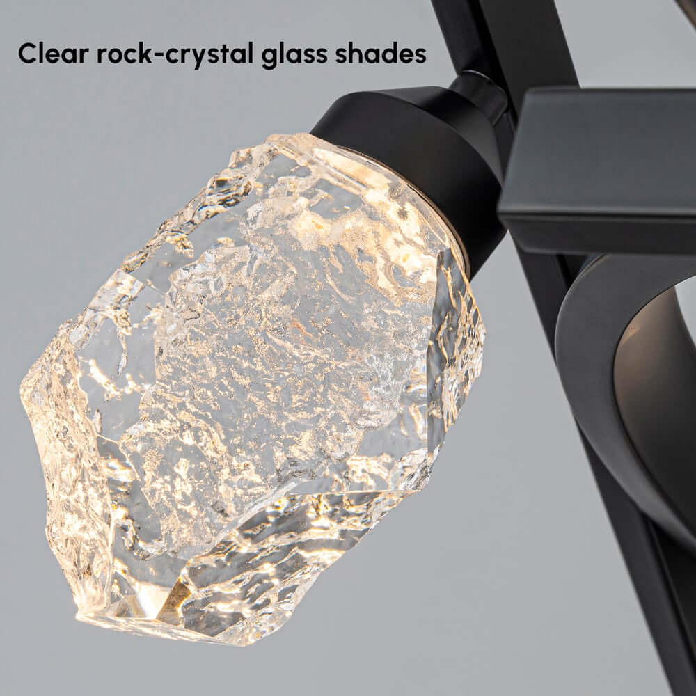 Modern Black Metal 8-Light Chandelier with Crystal Shades