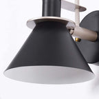 Modern Black Metal Armed Wall Sconce with Down-Lighting Cone Shade