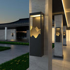 Modern Black Metal Flush Mount Outdoor Wall Light with Integrated LED