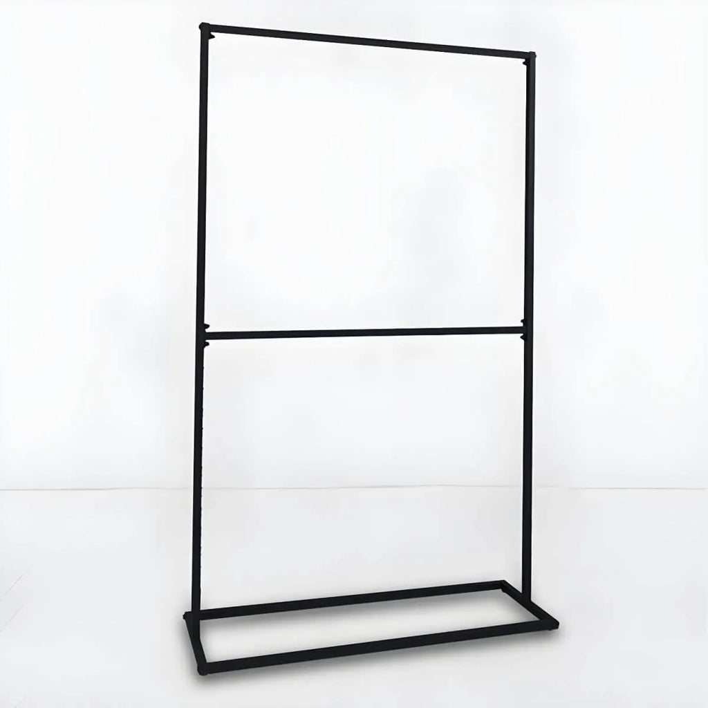 Modern Black Metal Hall Tree with Dual Clothing Rods