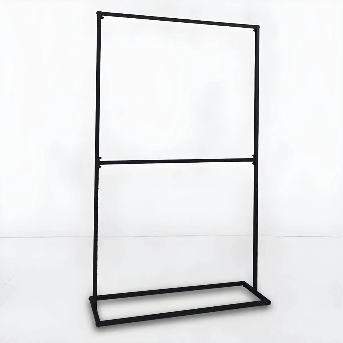 Modern Black Metal Hall Tree with Dual Clothing Rods