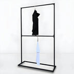 Modern Black Metal Hall Tree with Dual Clothing Rods